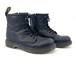 Dr. Martens Classic Black Leather Junior Boots Kids, Zip/Tie, Size 2 - 1460‎ J